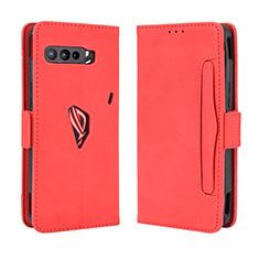 Leather Case Stands Flip Cover Holder BY3 for Asus ROG Phone 3 Red