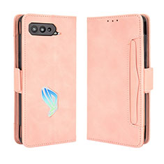 Leather Case Stands Flip Cover Holder BY3 for Asus ROG Phone 5 Pro Pink