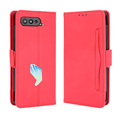 Leather Case Stands Flip Cover Holder BY3 for Asus ROG Phone 5 Pro Red