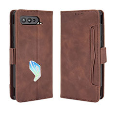 Leather Case Stands Flip Cover Holder BY3 for Asus ROG Phone 5 Ultimate Brown