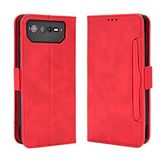 Leather Case Stands Flip Cover Holder BY3 for Asus ROG Phone 6 Pro Red