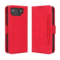 Leather Case Stands Flip Cover Holder BY3 for Asus ROG Phone 7 Ultimate Red