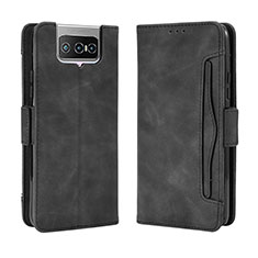 Leather Case Stands Flip Cover Holder BY3 for Asus Zenfone 7 Pro ZS671KS Black