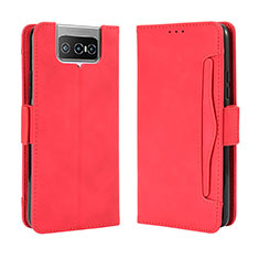 Leather Case Stands Flip Cover Holder BY3 for Asus Zenfone 7 Pro ZS671KS Red