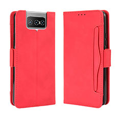 Leather Case Stands Flip Cover Holder BY3 for Asus Zenfone 7 ZS670KS Red