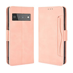 Leather Case Stands Flip Cover Holder BY3 for Google Pixel 6 5G Pink