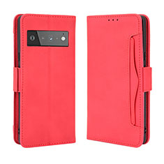 Leather Case Stands Flip Cover Holder BY3 for Google Pixel 6 Pro 5G Red