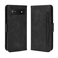 Leather Case Stands Flip Cover Holder BY3 for Google Pixel 6a 5G Black