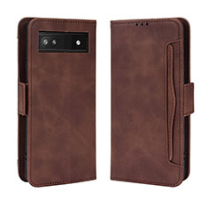 Leather Case Stands Flip Cover Holder BY3 for Google Pixel 6a 5G Brown