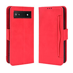Leather Case Stands Flip Cover Holder BY3 for Google Pixel 6a 5G Red