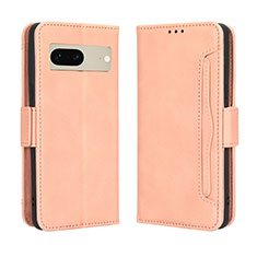 Leather Case Stands Flip Cover Holder BY3 for Google Pixel 7 5G Pink