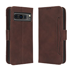 Leather Case Stands Flip Cover Holder BY3 for Google Pixel 8 Pro 5G Brown