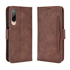 Leather Case Stands Flip Cover Holder BY3 for HTC Desire 22 Pro 5G Brown