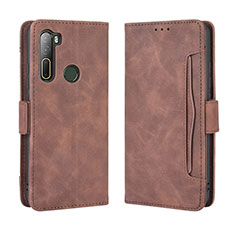 Leather Case Stands Flip Cover Holder BY3 for HTC U20 5G Brown