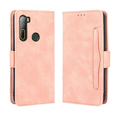 Leather Case Stands Flip Cover Holder BY3 for HTC U20 5G Pink