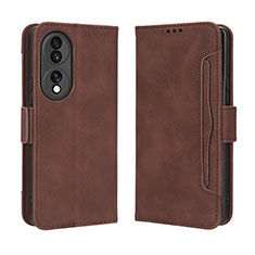 Leather Case Stands Flip Cover Holder BY3 for Huawei Honor 70 5G Brown