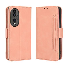 Leather Case Stands Flip Cover Holder BY3 for Huawei Honor 70 5G Pink