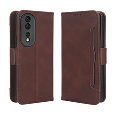 Leather Case Stands Flip Cover Holder BY3 for Huawei Honor 80 Pro 5G Brown