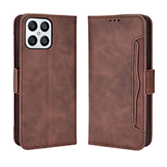 Leather Case Stands Flip Cover Holder BY3 for Huawei Honor X8 4G Brown