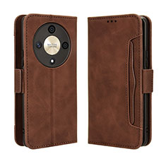 Leather Case Stands Flip Cover Holder BY3 for Huawei Honor X9b 5G Brown