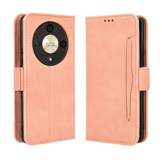 Leather Case Stands Flip Cover Holder BY3 for Huawei Honor X9b 5G Pink