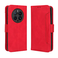 Leather Case Stands Flip Cover Holder BY3 for Huawei Mate 50 Pro Red