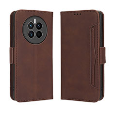 Leather Case Stands Flip Cover Holder BY3 for Huawei Mate 50E Brown