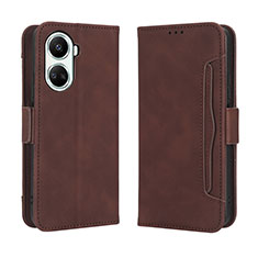 Leather Case Stands Flip Cover Holder BY3 for Huawei Nova 10 SE Brown