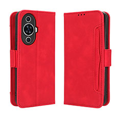 Leather Case Stands Flip Cover Holder BY3 for Huawei Nova 11 Pro Red