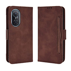 Leather Case Stands Flip Cover Holder BY3 for Huawei Nova 9 SE Brown