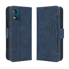 Leather Case Stands Flip Cover Holder BY3 for Motorola Moto E13 Blue