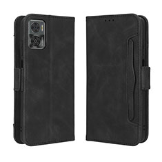 Leather Case Stands Flip Cover Holder BY3 for Motorola Moto E22i Black