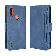 Leather Case Stands Flip Cover Holder BY3 for Motorola Moto E7 Power Blue