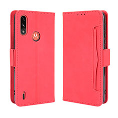 Leather Case Stands Flip Cover Holder BY3 for Motorola Moto E7 Power Red