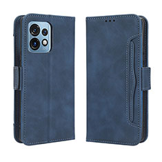 Leather Case Stands Flip Cover Holder BY3 for Motorola Moto Edge 40 Pro 5G Blue