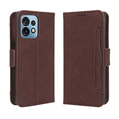 Leather Case Stands Flip Cover Holder BY3 for Motorola Moto Edge 40 Pro 5G Brown