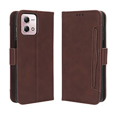 Leather Case Stands Flip Cover Holder BY3 for Motorola Moto G Stylus (2023) 5G Brown