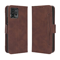 Leather Case Stands Flip Cover Holder BY3 for Motorola Moto G72 Brown