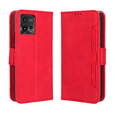 Leather Case Stands Flip Cover Holder BY3 for Motorola Moto G72 Red