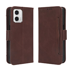 Leather Case Stands Flip Cover Holder BY3 for Motorola Moto G73 5G Brown