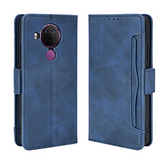 Leather Case Stands Flip Cover Holder BY3 for Nokia 5.4 Blue