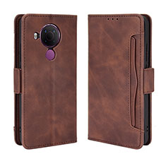 Leather Case Stands Flip Cover Holder BY3 for Nokia 5.4 Brown