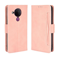Leather Case Stands Flip Cover Holder BY3 for Nokia 5.4 Pink