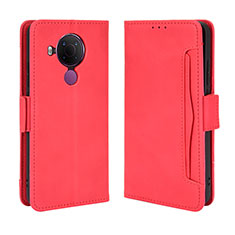 Leather Case Stands Flip Cover Holder BY3 for Nokia 5.4 Red