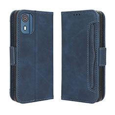 Leather Case Stands Flip Cover Holder BY3 for Nokia C02 Blue