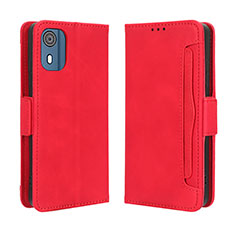 Leather Case Stands Flip Cover Holder BY3 for Nokia C02 Red