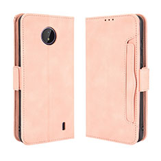 Leather Case Stands Flip Cover Holder BY3 for Nokia C10 Pink