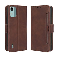 Leather Case Stands Flip Cover Holder BY3 for Nokia C12 Plus Brown