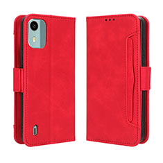 Leather Case Stands Flip Cover Holder BY3 for Nokia C12 Plus Red