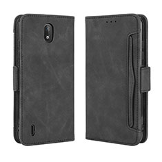 Leather Case Stands Flip Cover Holder BY3 for Nokia C2 Black